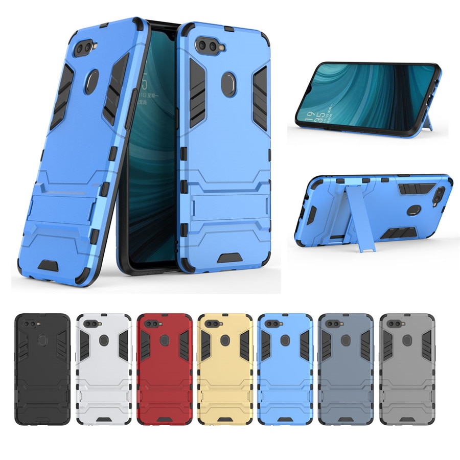 Case OPPO A7 / A5s / AX5s #เคสฝาหลังพลาสติก ไฮบริด TPU + Kickstand