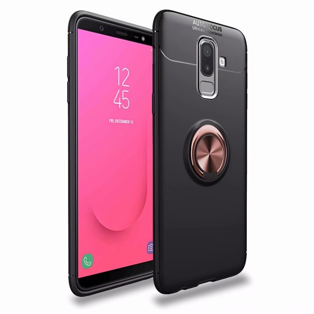 เคส Samsung Galaxy J8 (2018) #เคสฝาหลังTPU มีแหวนสวมนิ้ว Finger Ring Kickstand (Built-in แผ่นโลหะแม่เหล็ก)