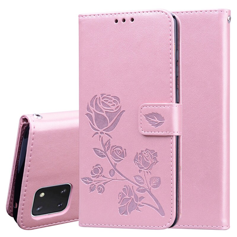 Case Samsung Galaxy Note 10 Lite #เคสฝาพับหนัง PU ลายดอกกุหลาบแบบกระเป๋าสตางค์ Imprinted Rose Leather
