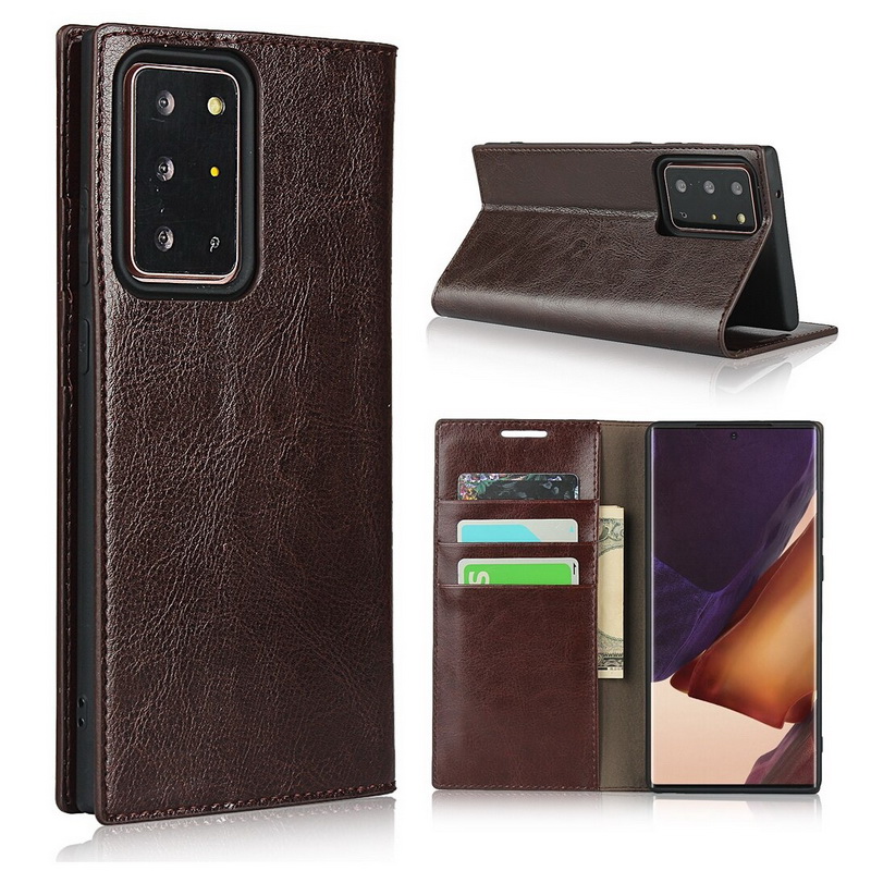 Case Samsung Galaxy Note 20 Ultra / Note 20 Ultra 5G #เคสฝาพับหนังแท้แบบกระเป๋าสตางค์คุณภาพดี Crazy Horse Genuine Leather Cover