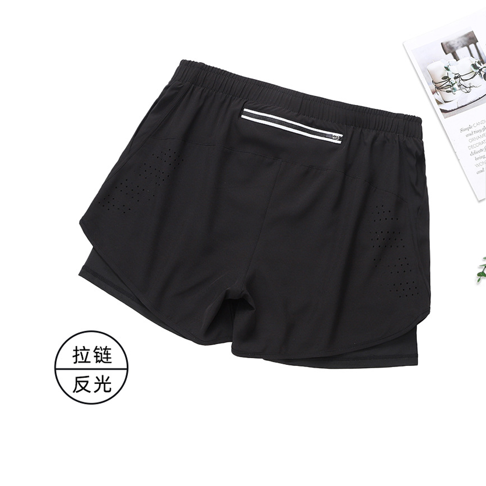 กางเกงวิ่งมาราธอน 2-in-1 โลโก้เรืองแสง (F26)