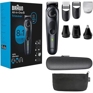 Braun® All In One Trimmer Kit 8 in 1 For Men Model-AlO5470, Black เครื่องตัดแต่งหนวดเครา เส้นผม และขน