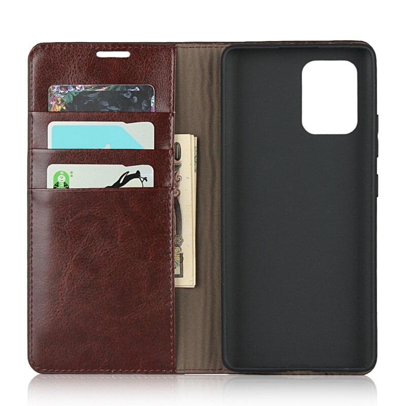 Case Samsung Galaxy S10 Lite #เคสฝาพับแบบกระเป๋าสตางค์คุณภาพดี Crazy Horse Genuine Leather Cover