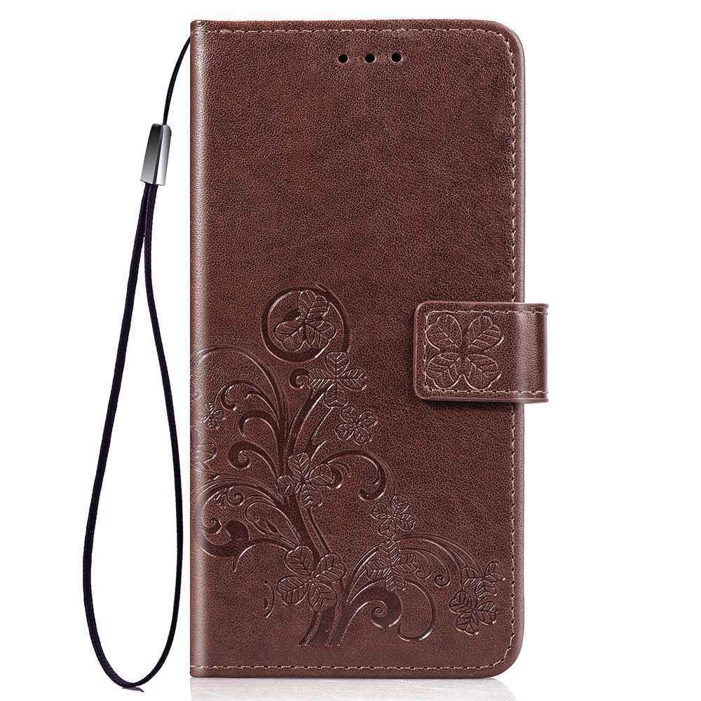 Case Oppo A7 / AX7 / AX5S / A5S #เคสฝาพับมีช่องใส่บัตร Imprint Clover Pattern Leather Wallet