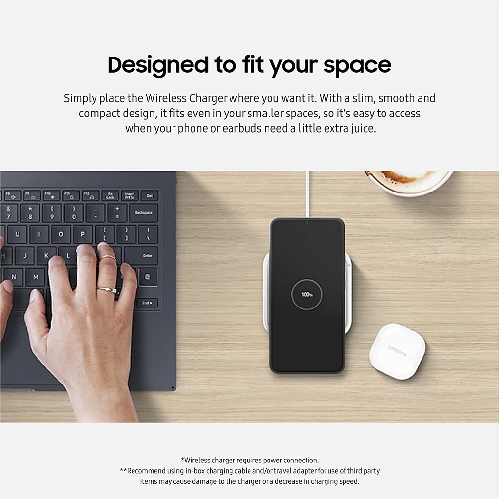 Samsung® Super Fast Wireless Charger (Max 15W) Includes Power Adapter + USB C Cable แท่นชาร์จ แบบไร้สาย