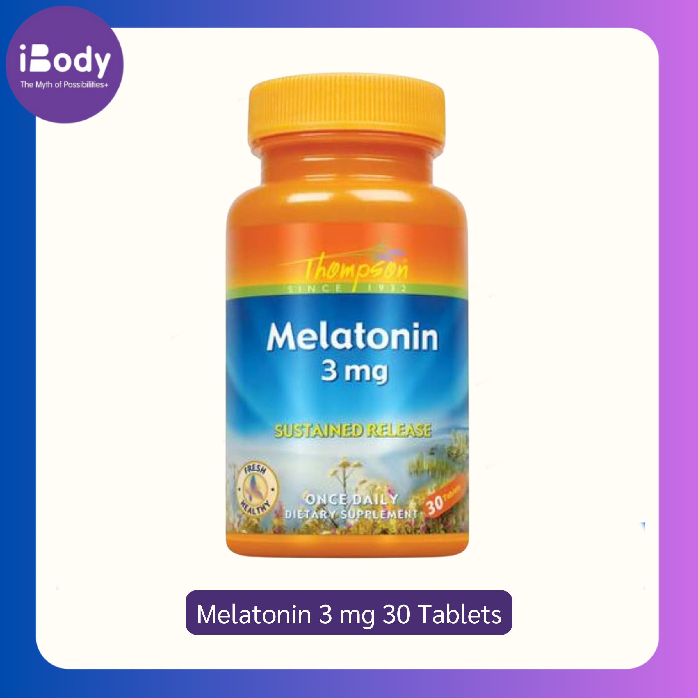 80% Sale!!! EXP.03/25 Thompson® Melatonin 3 mg 30 Tablets เมลาโทนิน นอนหลับ หลับสบาย