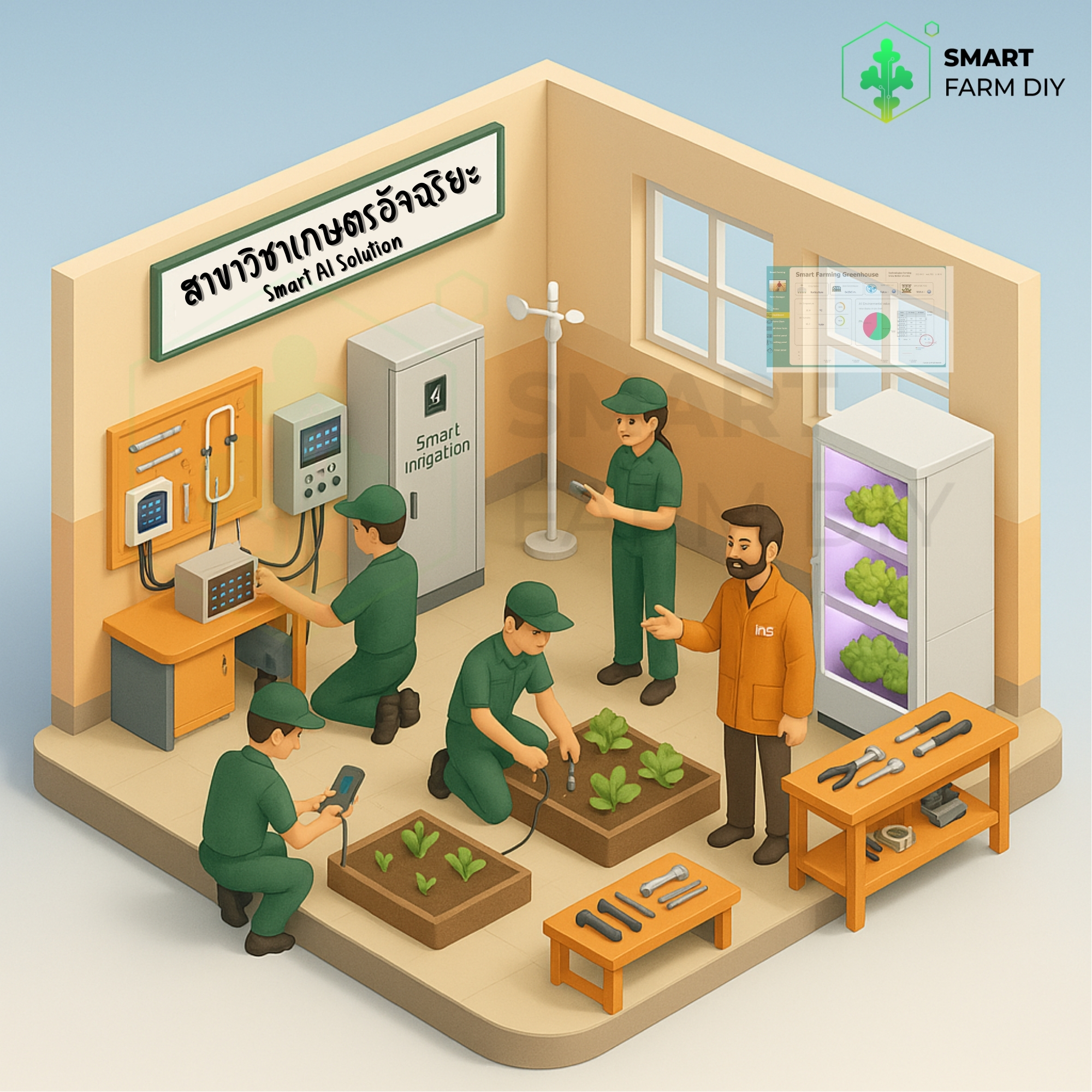 รับออกแบบผังฟาร์มปลูกพืช ห้องเรียนระบบฟาร์ม แบบ Urban Farm /Smart Farm / Modern Farm