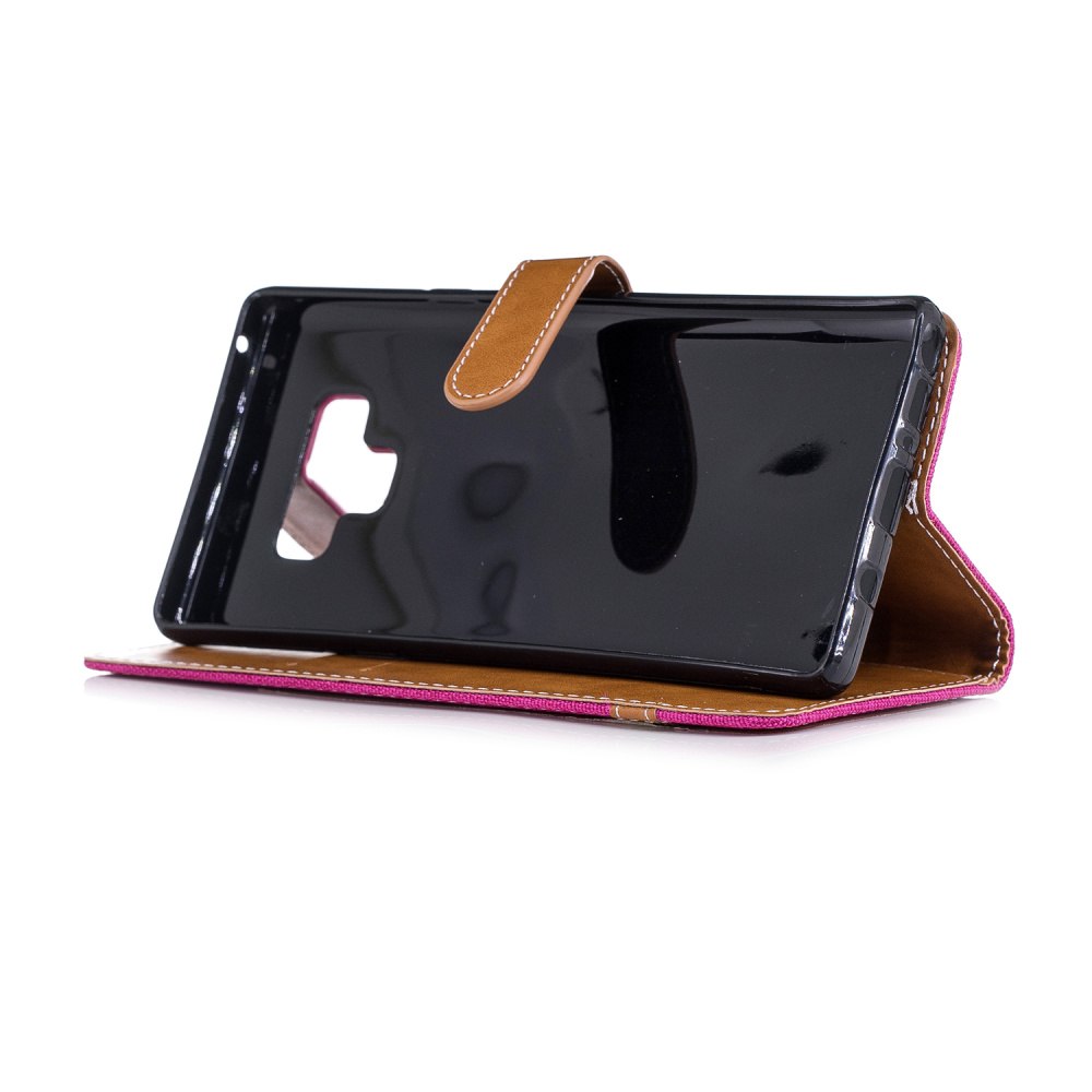 Case Samsung Galaxy Note 9 #เคสฝาพับหนัง PU พร้อมสายคล้องมือ Jeans Cloth Texture Wallet