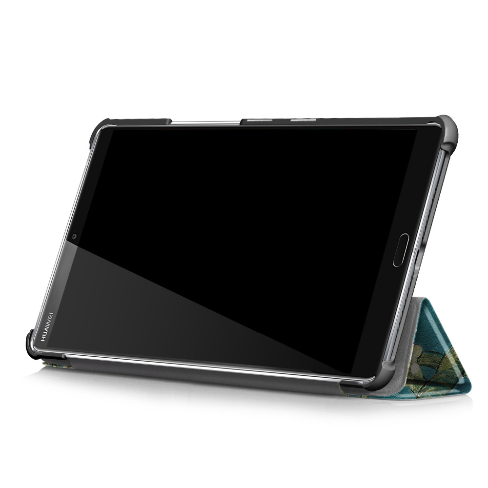 เคส Huawei MediaPad M5 8.4 นิ้ว #เคสฝาพับพิมพ์ลาย แบบ 3 พับ Patterned Leather Tri-fold Stand Smart Flip