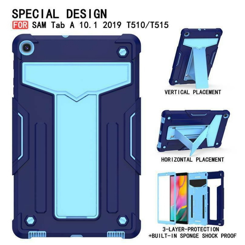 Case Samsung Galaxy Tab A 10.1 (2019) SM-T510 SM-T515 #เคสฝาหลังกันกระแทกมีขาตั้ง Kickstand PC Silicone Armour Defender