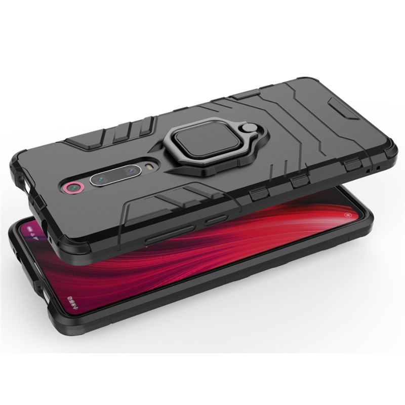 Case Xiaomi Mi 9T #เคสฝาหลังพลาสติกแข็ง +TPU Hybrid Case มีแหวนสวมนิ้วโลหะ