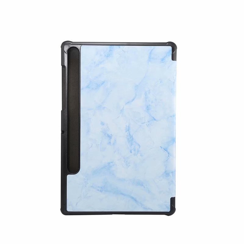 เคส Samsung Galaxy Tab S7 11นิ้ว T870 T875#เคสฝาพับปกสามพับลายเนื้อหินอ่อน Marble Texture Tri-fold PU Leather + PC Stand Tablet Shell