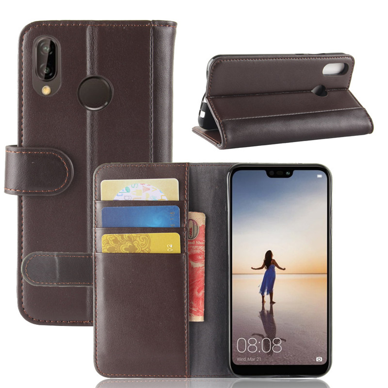 เคส Huawei P20 Lite (Nova 3e) #เคสฝาพับสไตล์กระเป๋าสตางค์รูปแบบหนังแท้แยกมีช่องเสียบบัตรคุณภาพดี