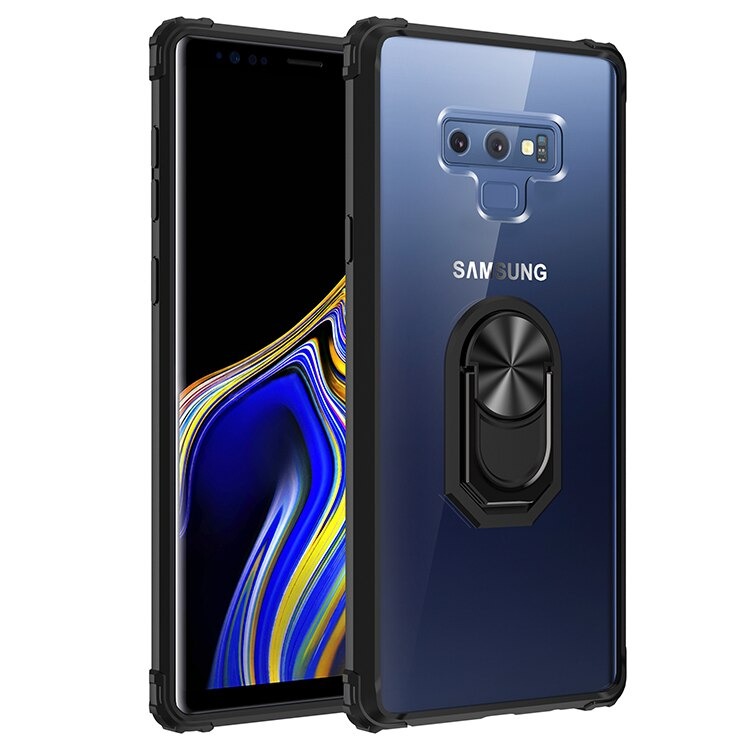 Case Samsung Galaxy Note 9 #เคสฝาหลังใสขอบทึบ +TPU Hybrid Case มีแหวนสวมนิ้วโลหะ