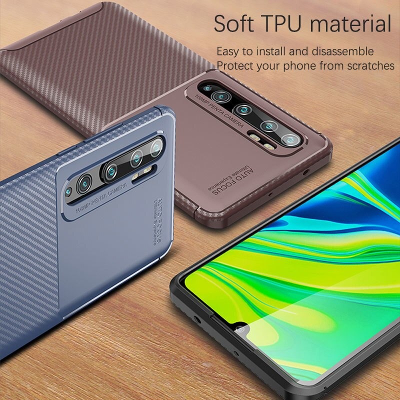 เคส Xiaomi Mi Note 10 Pro #เคสฝาหลังนิ่ม Carbon Fiber Anti-drop TPU Protection