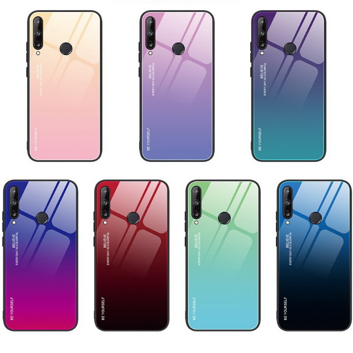Case Huawei Y7p #เคสฝาหลัง Gradient Color Glass + PC + TPU Hybrid Case