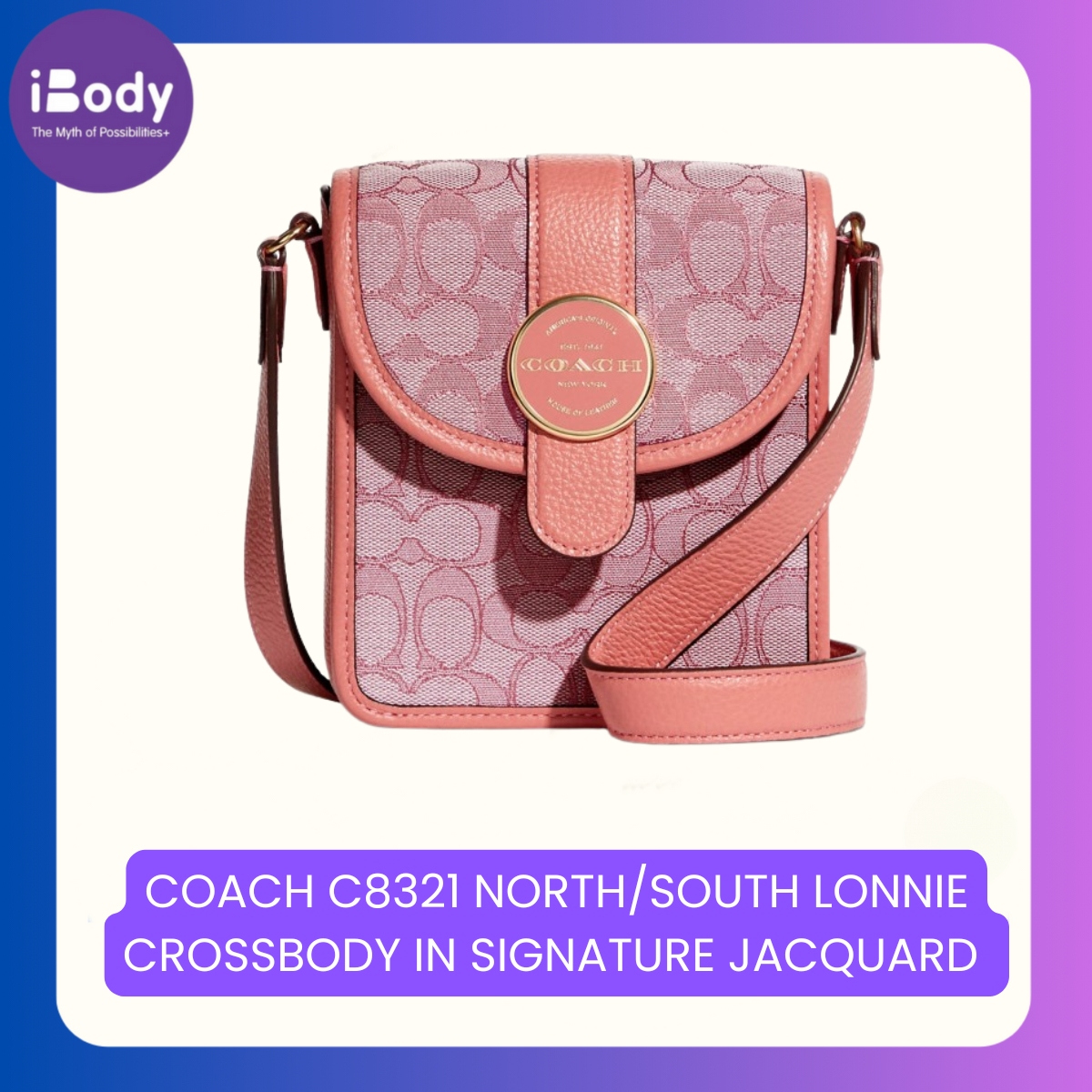 COACH C8321 NORTH/SOUTH LONNIE CROSSBODY IN SIGNATURE JACQUARD กระเป๋าสะพายข้าง ทรงแนวตั้ง ลายผ้าทอซิกเนเจอร์