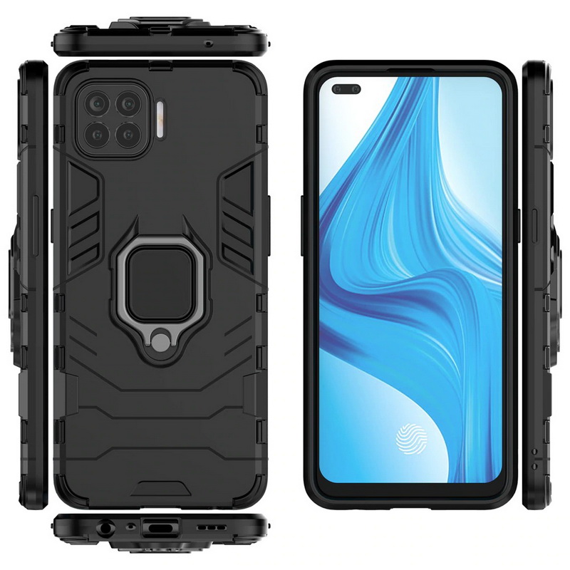 เคส OPPO A93 #เคสฝาหลังพลาสติกแข็ง +TPU Hybrid Case มีแหวนสวมนิ้วโลหะ