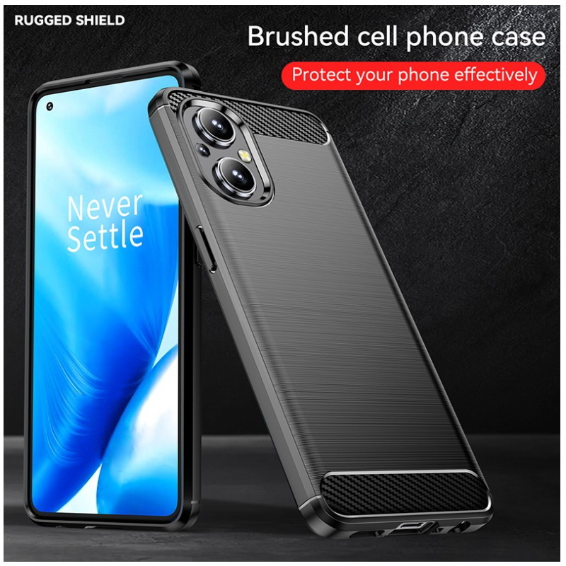 เคส OPPO Reno 7z 5G #เคสฝาหลังผิวแปรงคาร์บอนไฟเบอร์ Brushered TPU Back Case