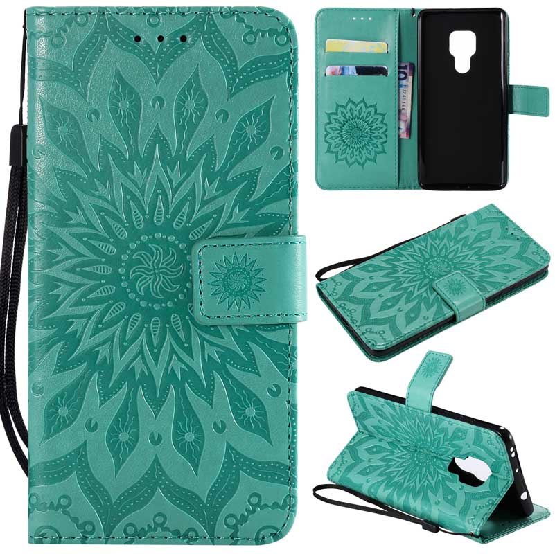 Case Huawei Mate 20 X #เคสฝาพับพิมพ์ลาย Imprint Sunflower PU Leather