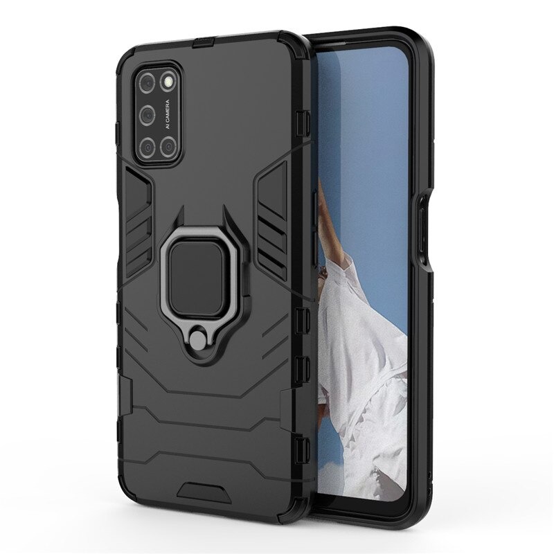 Case OPPO A92 #เคสฝาหลังพลาสติกแข็ง +TPU Hybrid Case มีแหวนสวมนิ้วโลหะ