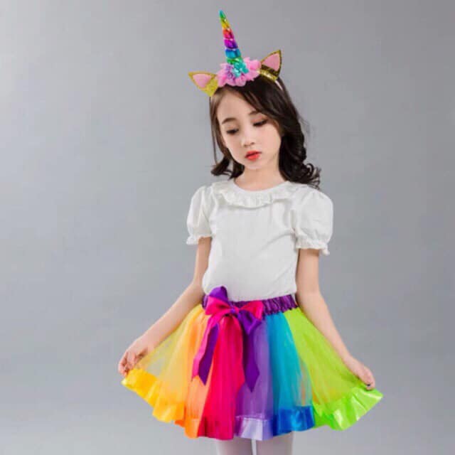 กระโปรงฟรุ้งฟริ้งแฟนซีสีรุ้ง