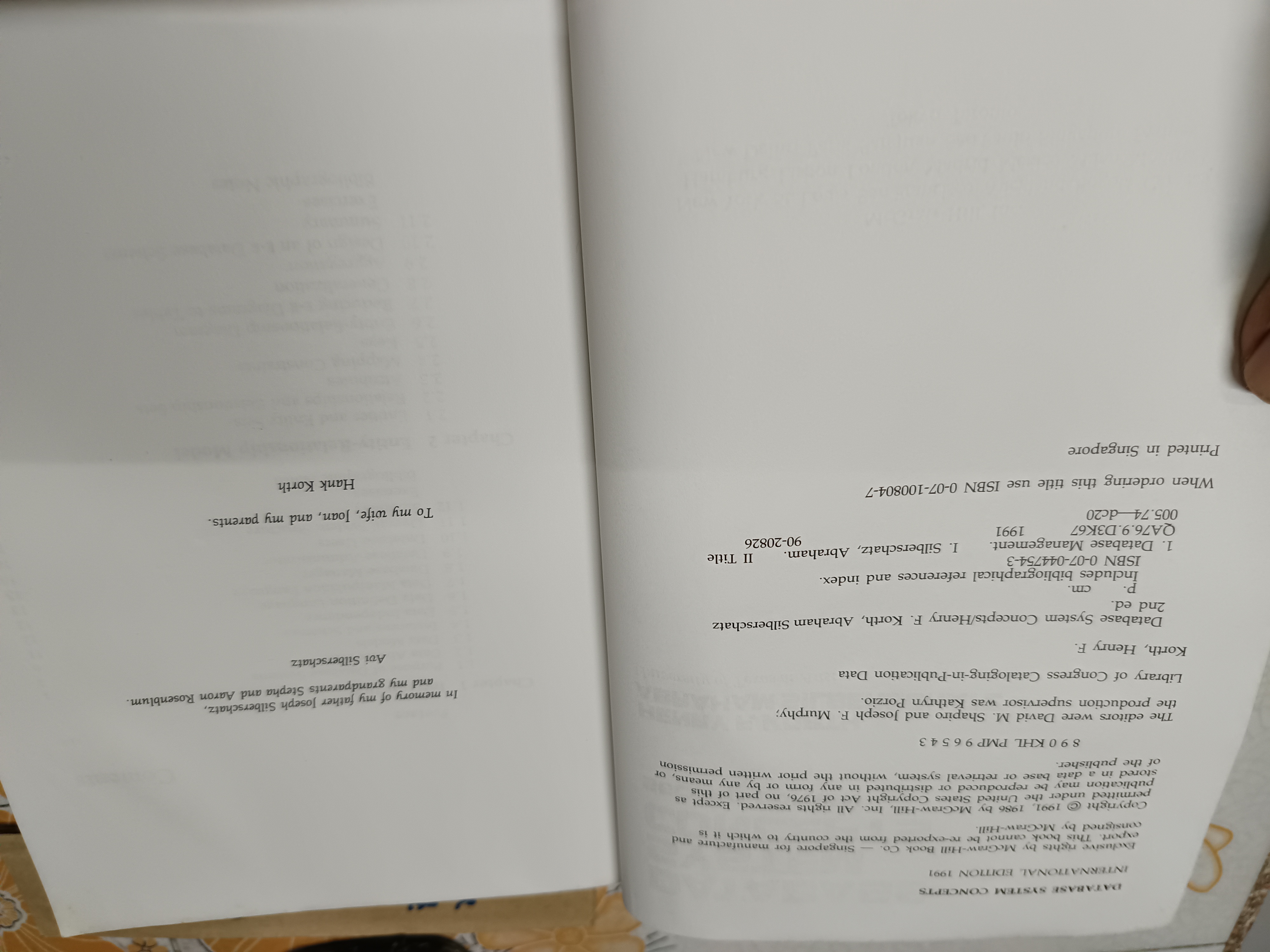 Database System Concepts , McGraw-Hill ..Abraham Silberschatz, Henry F. Korth, S. Sudarshan. 1991