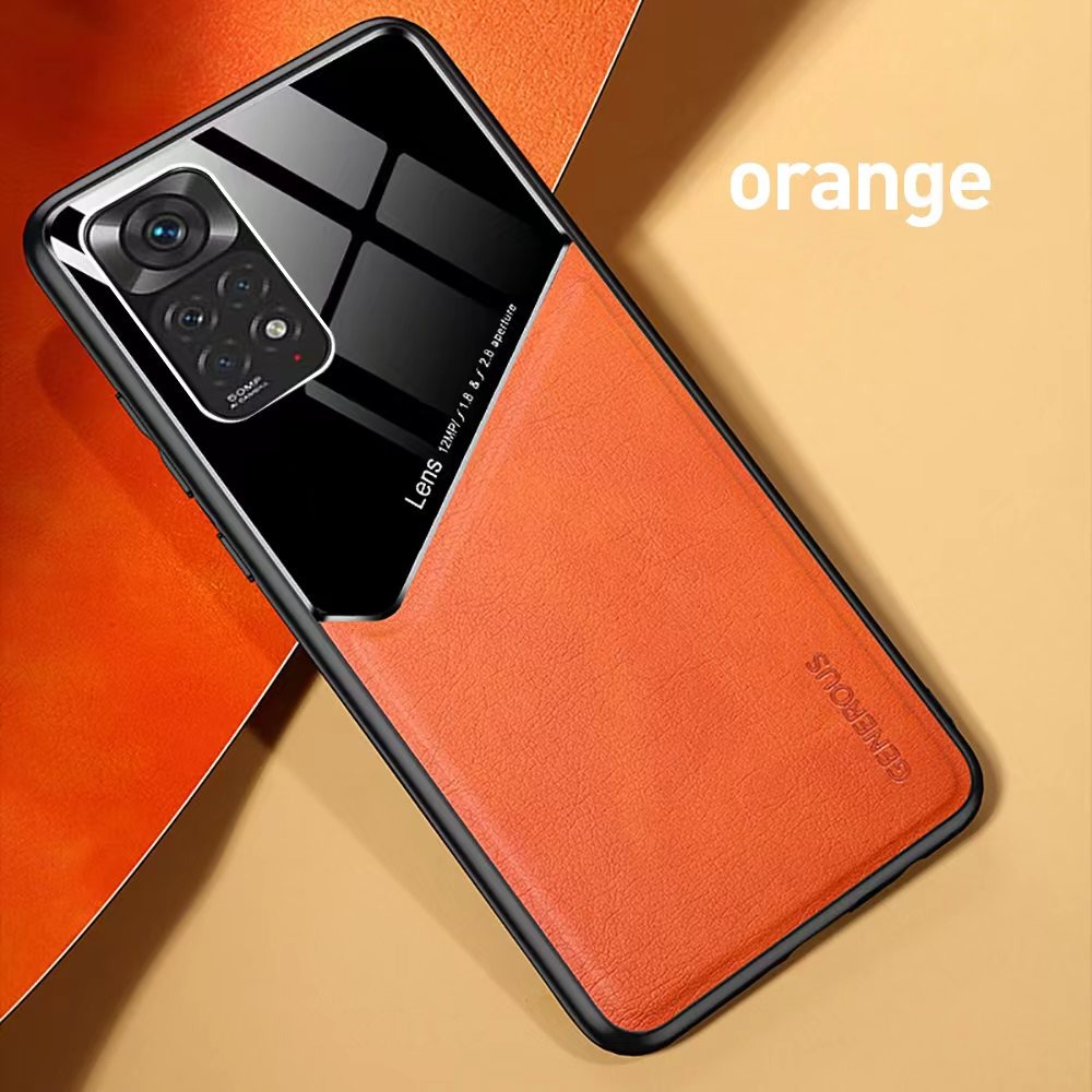 เคส Redmi Note 11 / Redmi Note 11S#เคสฝาหลังไฮบริด PU +TPU + glass สีทูโทน Shockproof Leather Mirror Glass Silicone Phone Back Cover