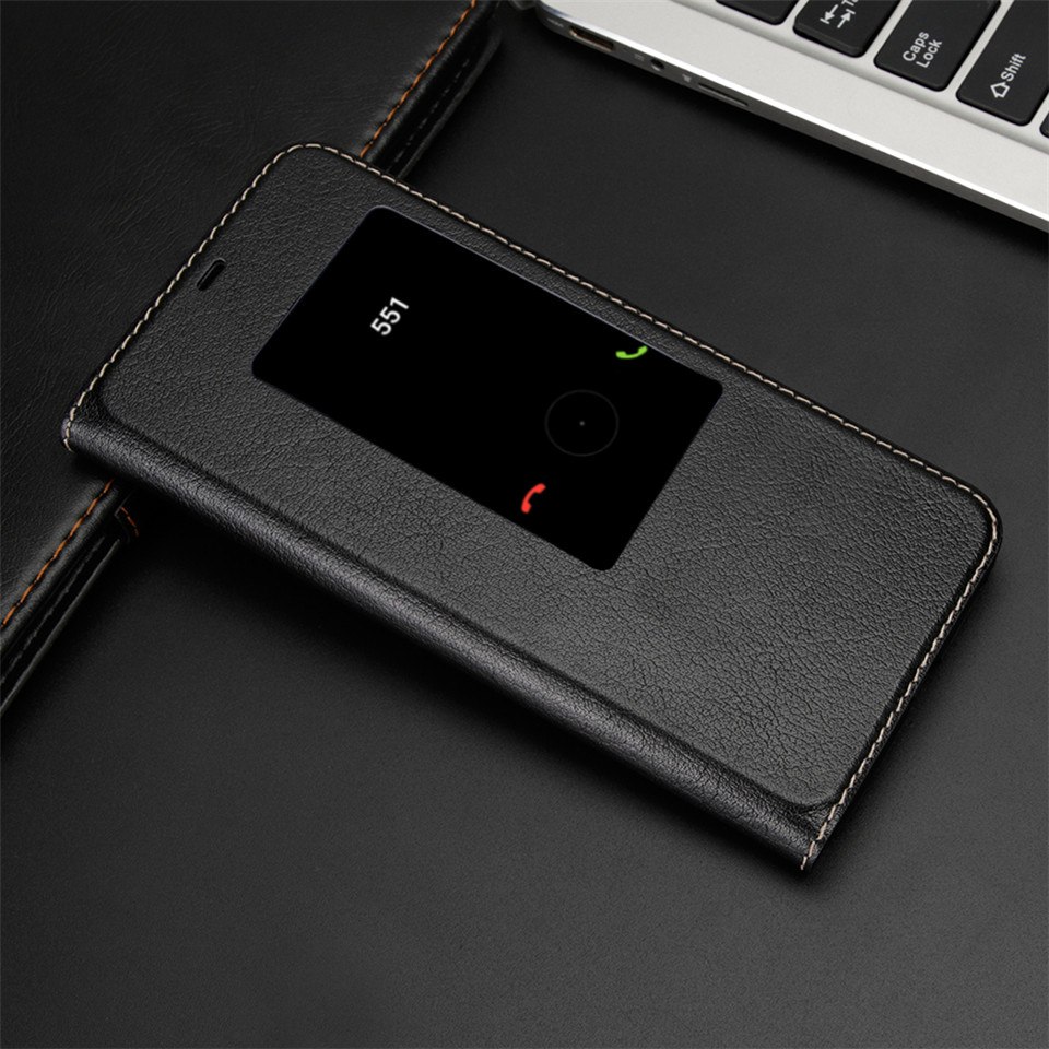 Case Huawei Mate 20 #เคสฝาพับมีช่องวิว View Window Cowhide Leather Smart Mobile Shell คุณภาพดี