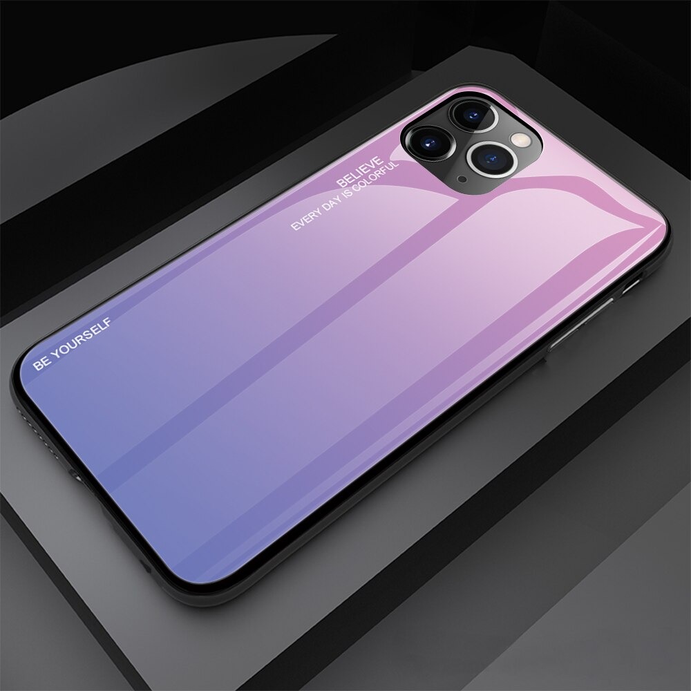 เคส iPhone 13 Pro #เคสฝาหลัง Gradient Color Glass + PC + TPU Hybrid Case