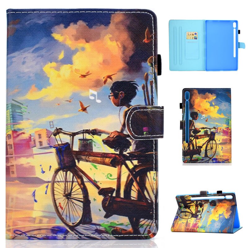 เคส Samsung Galaxy Tab S7 SM-T870 SM-T875 #เคสฝาพับหนัง PU พิมพ์ลาย Pattern Printing Stand Leather