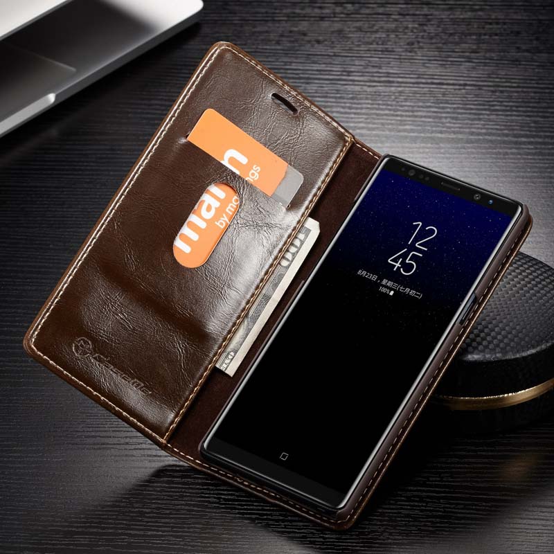 Case Samsung Galaxy S10 #เคสฝาพับแบบกระเป๋าสตางค์ CASEME Oil Wax Crazy Horse Wallet Leather