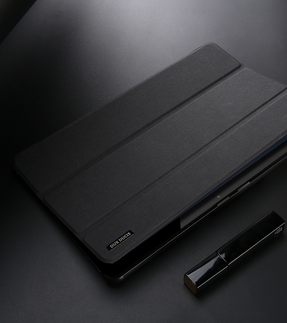 Case Huawei MediaPad T5 10 #เคสแบบฝาพับผิวเนื้อผ้า DUXDUCIS Domo Series Cloth Texture Tri-fold Stand PU Leather Smart Flip Case