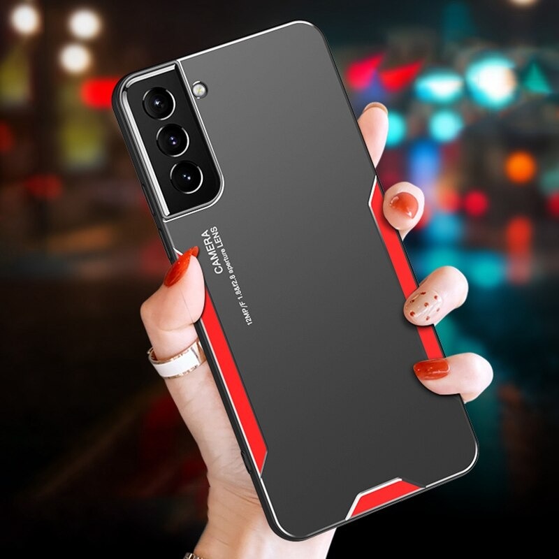 เคส Samsung Galaxy S22+ 5G #เคสฝาหลังไฮบริด Metal +TPU Shockproof metal back plate Phone Back Cover