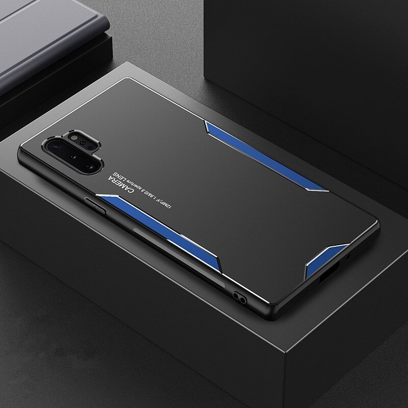 เคส Samsung Note 10+ #เคสฝาหลังไฮบริด Metal +TPU Shockproof metal back plate Phone Back Cover