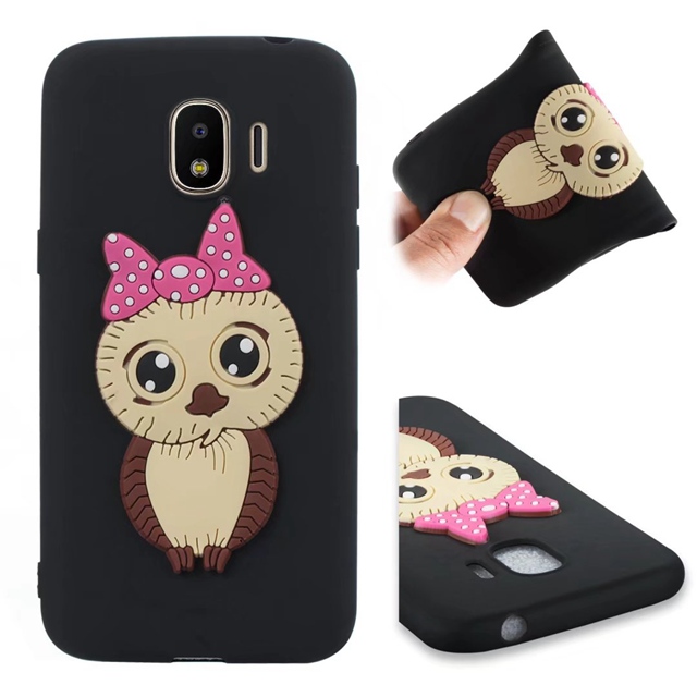 Case Samsung Galaxy J2 Pro (2018) #เคสฝาหลังนิ่มลายนกฮูกติดโบ 3D น่ารัก Lovely 3D Owl with Bowknot Pattern