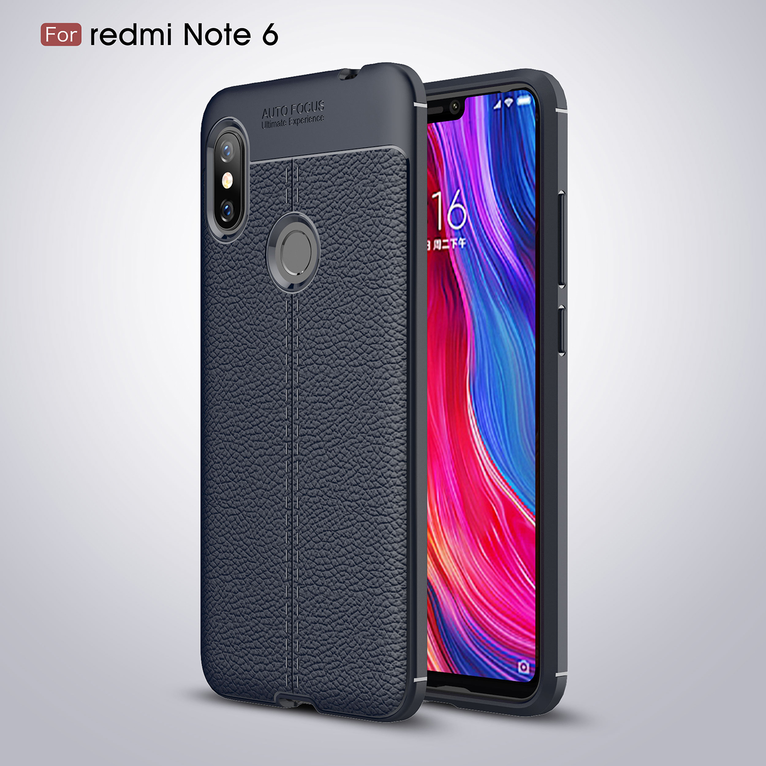 เคส Xiaomi Redmi Note 6 Pro #เคสฝาพับแบบฝาหลัง TPU นิ่มลายหนัง PU ผิวลิ้นจี่ช่วยป้องกันลายนิ้วมือและกันลื่น