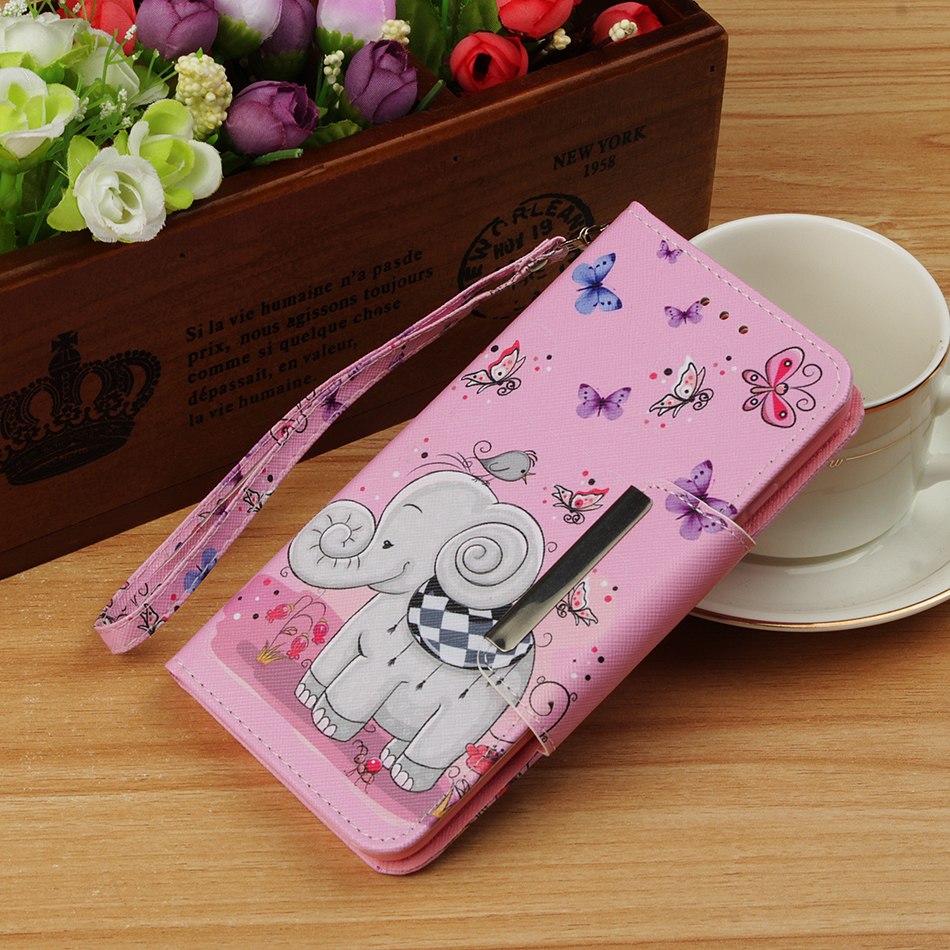 Case Samsung Galaxy A7 (2018) #เคสฝาพับหนัง PU พิมพ์ลายแบบกระเป๋าสตางค์ Pattern Printing Cross Texture Leather