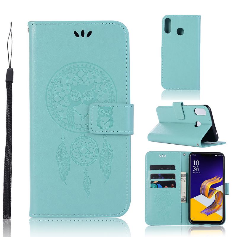 เคส Asus Zenfone 5 ZE620KL / Zenfone 5Z ZS620KL #เคสฝาพับแบบกระเป๋าสตางค์ฝาพับหนัง PU ลายนกฮูก Dream Catcher Owl