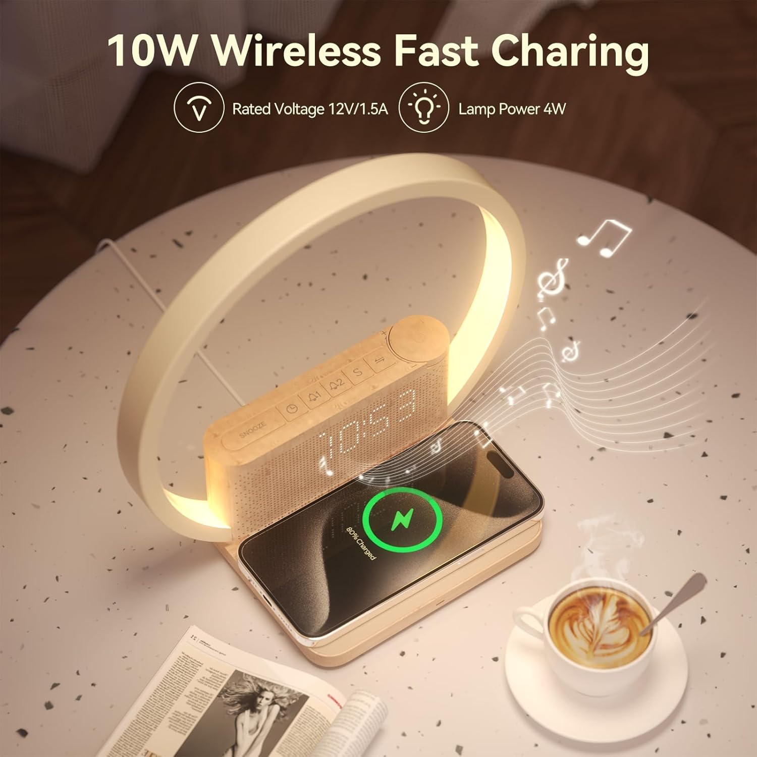Vivilumens® Sunrise Alarm Clocks Wireless Charger, 10 Sound Model.Aj310B นาฬิกาปลุกดิจิทัล พร้อมแท่นชาร์จไร้สาย