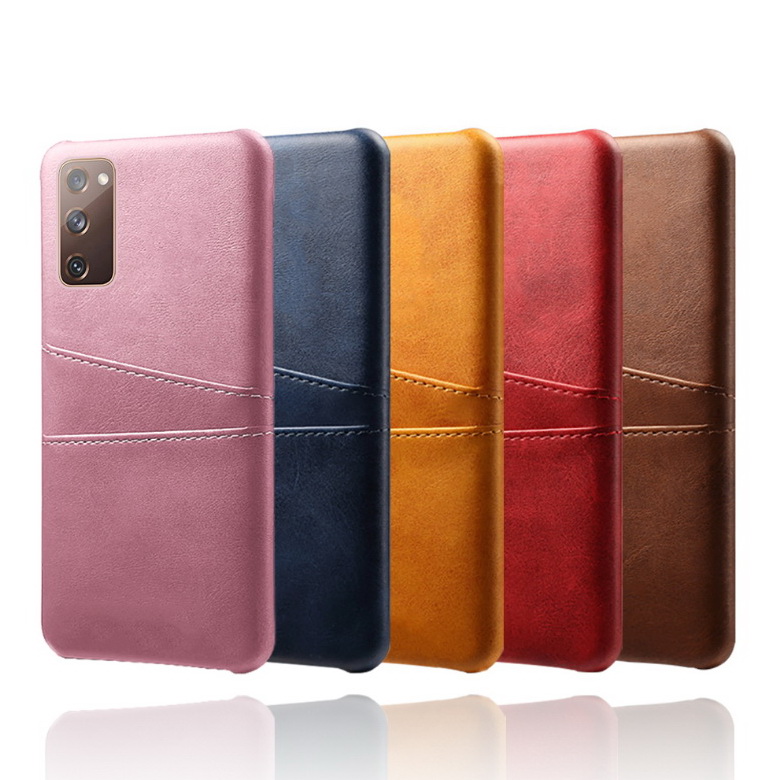 Case Samsung Galaxy S20 FE / S20 FE 5G #เคสแบบฝาหลังหุ้มหนัง Double Card Slots PU Leather Coated