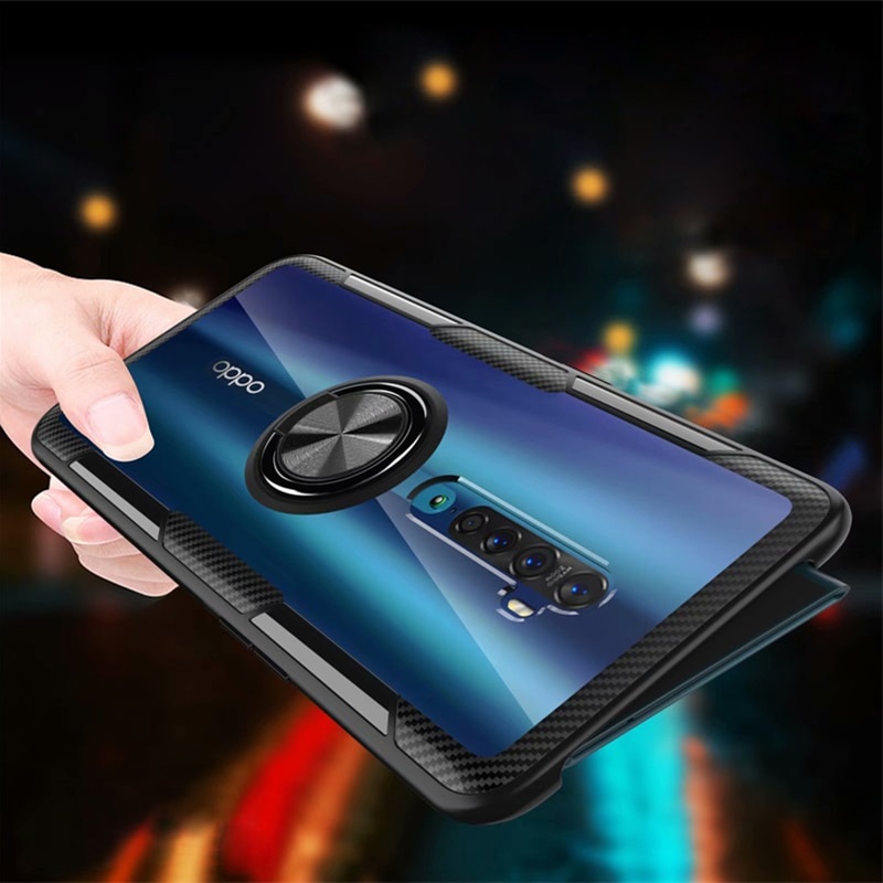 เคส Oppo Reno 2F #เคสฝาหลังใสมีแหวนสวมนิ้ว Finger Ring Kickstand Acrylic + TPU