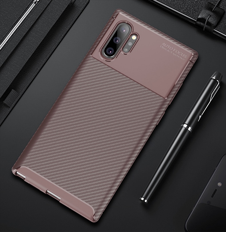 เคส Samsung Galaxy Note 10+ #เคสฝาหลังนิ่ม Carbon Fiber Anti-drop TPU Protection