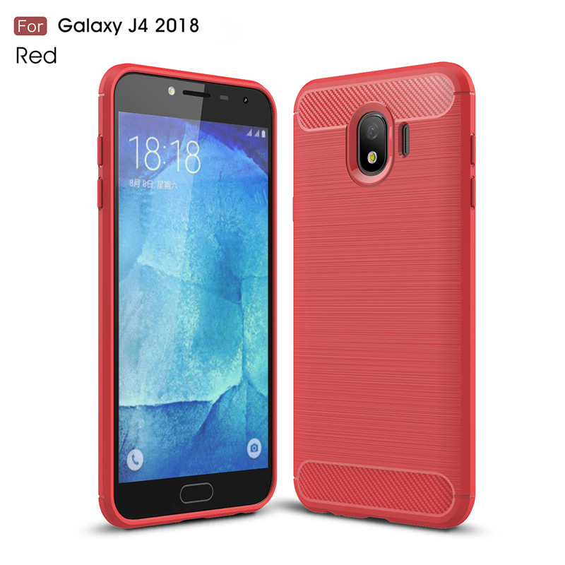 Case Samsung Galaxy J4 2018 #เคสฝาหลัง TPU นิ่มคาร์บอนไฟเบอร์แบบผิวขัดแปรง