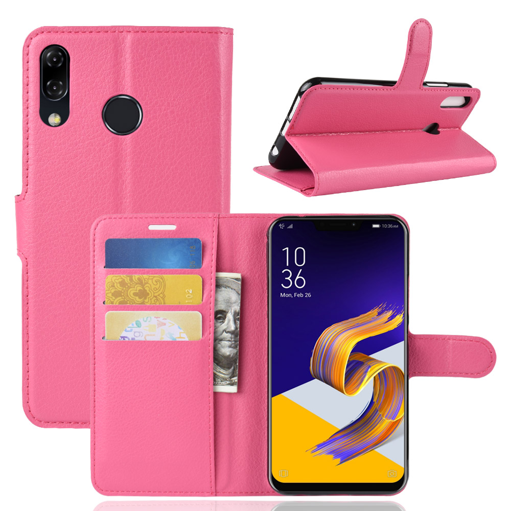 Case Asus Zenfone 5 ZE620KL / 5z ZS620KL #เคสฝาพับสไตล์กระเป๋าสตางค์หนัง PU ผิวลิ้นจี่สีสันสวยงามทันสมัย
