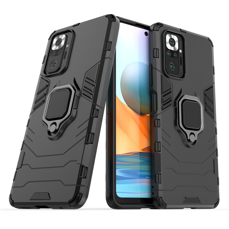 เคส Redmi Note 10 5G#เคสฝาหลังพลาสติกแข็ง +TPU Hybrid Case มีแหวนสวมนิ้วโลหะ