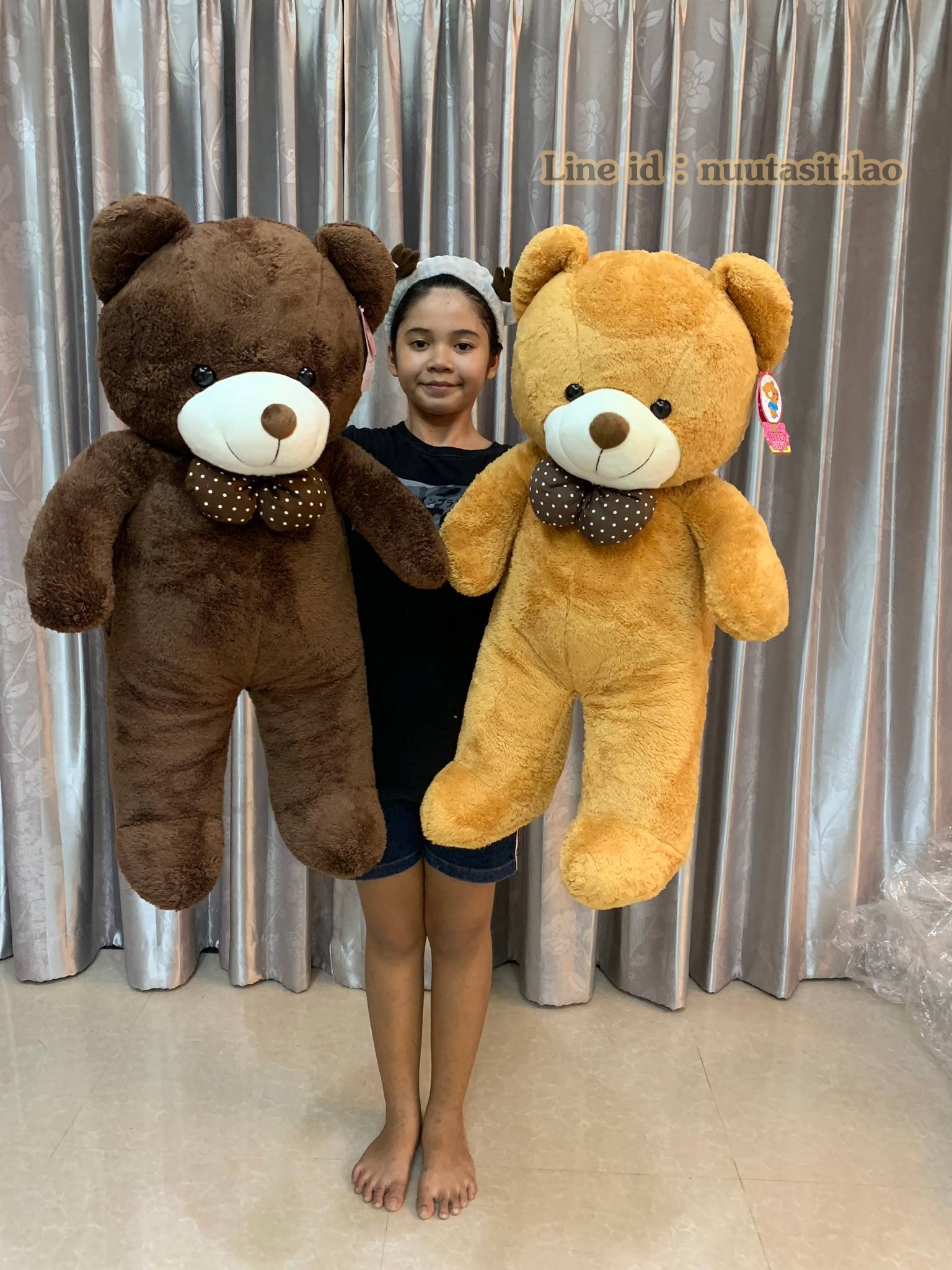 ตุ๊กตาหมีโบว์จุด ตัวใหญ่