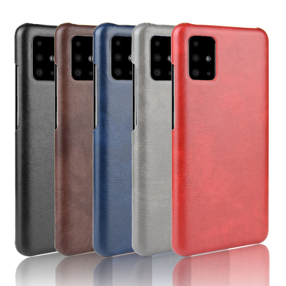 เคส Samsung Galaxy A51 #เคสฝาหลังพลาสติกแข็งเคลือบหนัง PU ลายผิวลิ้นจี่ Litchi Skin Leather Coated