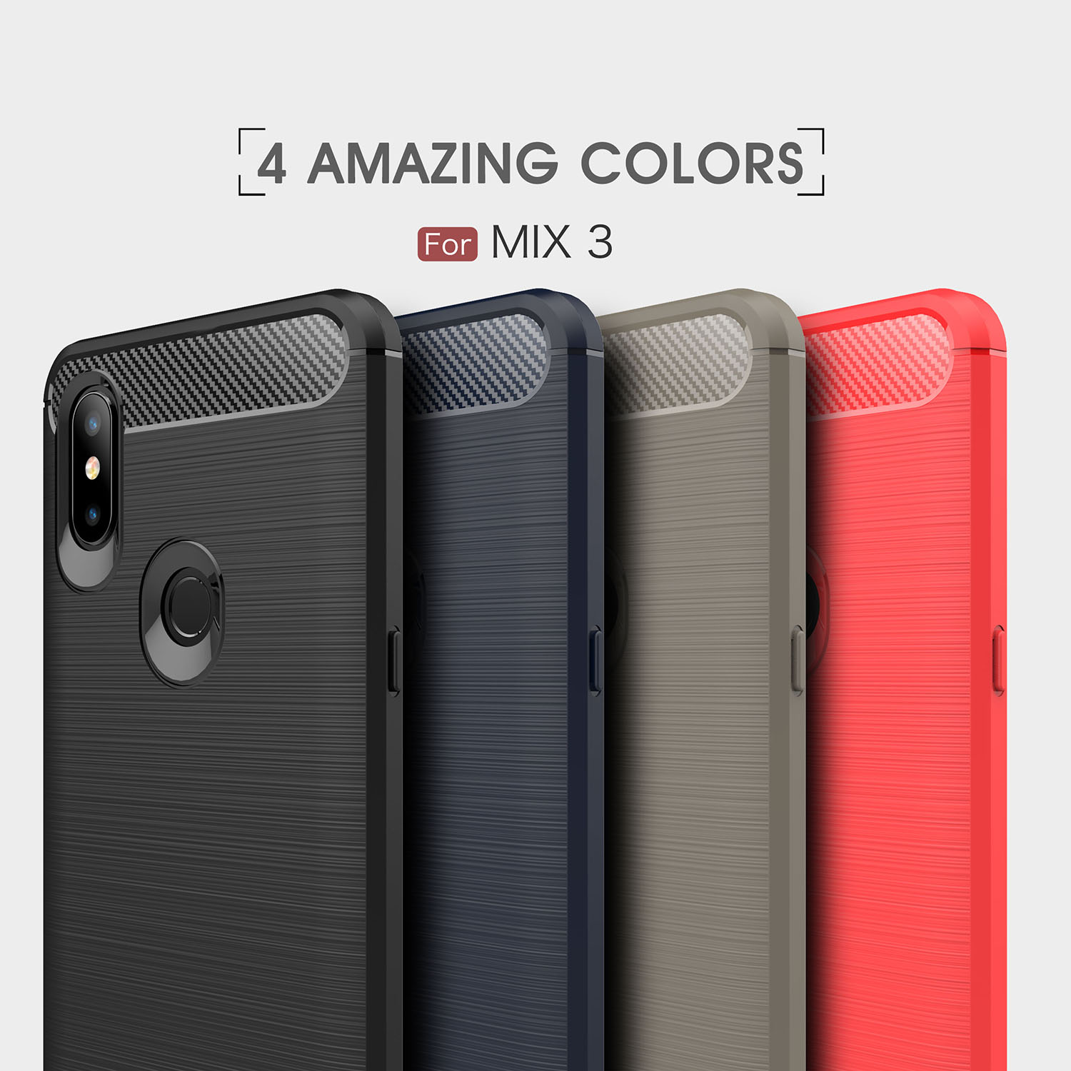 Case Xiaomi Mi Mix 3 #เคสฝาหลัง TPU นิ่มคาร์บอนไฟเบอร์ผิวแบบขัดแปรง