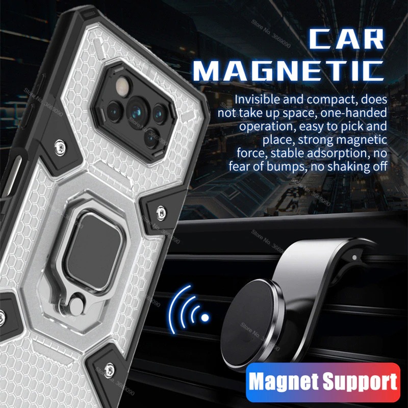 Case Redmi Note 10 4G #เคสฝาหลังกันกระแทกมีแหวนสวมนิ้ว Hybrid Hard PC Soft TPU Bumper Protective Case with 360 Rotation Kickstand